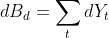 dB_{d}=\sum_{t}dY_{t}