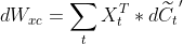 dW_{xc}=\sum_{t}X_{t}^{T}*d\widetilde{C_{t}}'