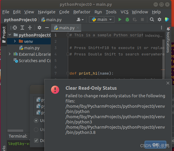 Pycharm 报错 Environment location directory is not empty