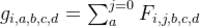 g_{i,a,b,c,d} = \sum_{a}^{j=0}F_{i,j,b,c,d}