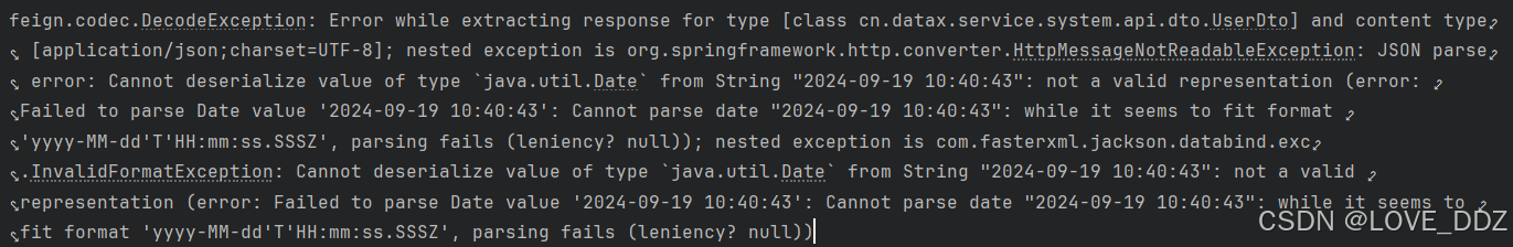 JSON parse error: Cannot deserialize value of type `java.util.Date` from String “2024-09-19 10:40:40