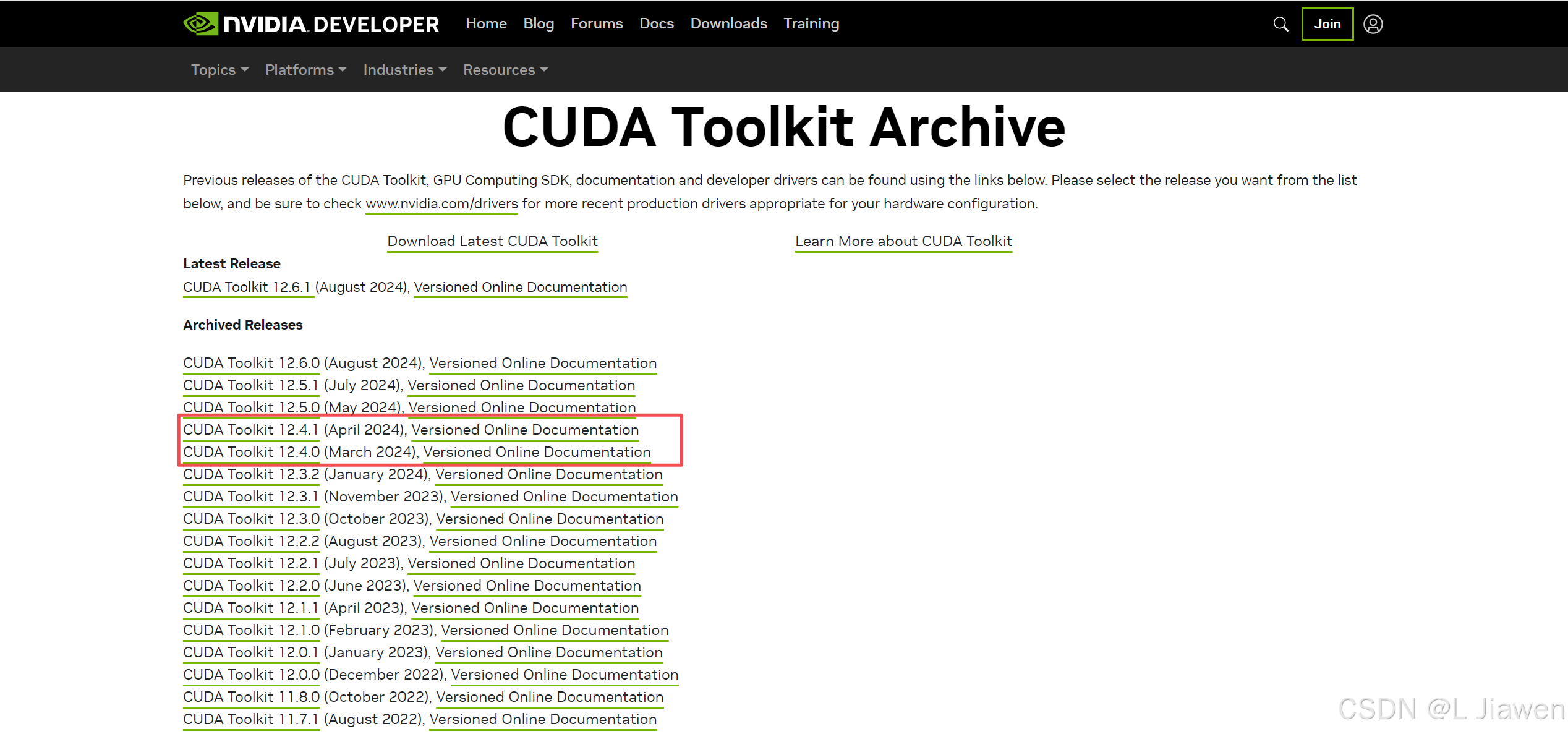 CUDA Toolkit Archive 官网