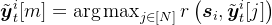 \tilde{\boldsymbol{y}}_{t}^{i}[m]=\arg \max _{j \in[N]} r\left(\boldsymbol{s}_{i}, \tilde{\boldsymbol{y}}_{t}^{i}[j]\right)